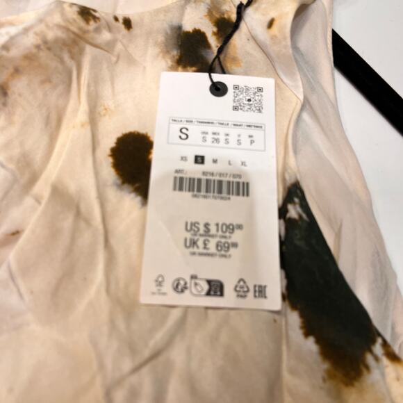 NWT Zara ZW Collection Cream Printer High Neck Gathered Maxi Dress Small - Picture 6 of 12